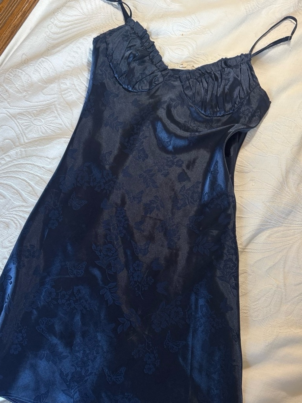 Navy Blue Satin Dress